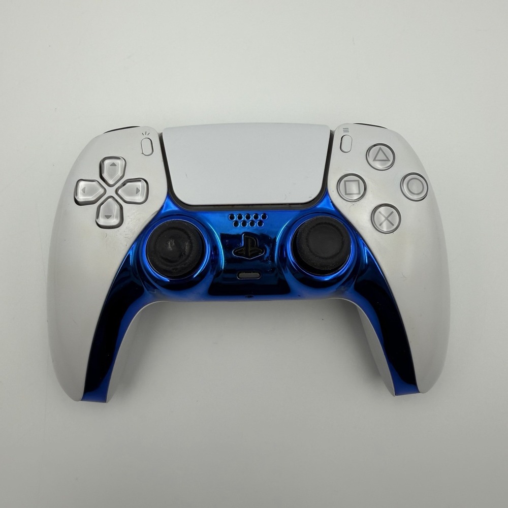 Sony PS5 DualSense White Controller Blue Faceplate – Stick Drift – For Parts